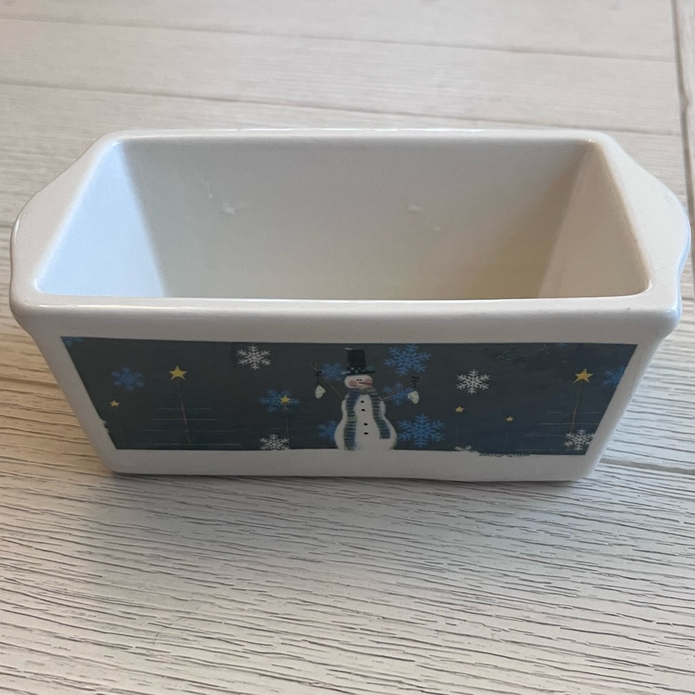 Nantucket Stoneware Snowman Mini Loaf Dish